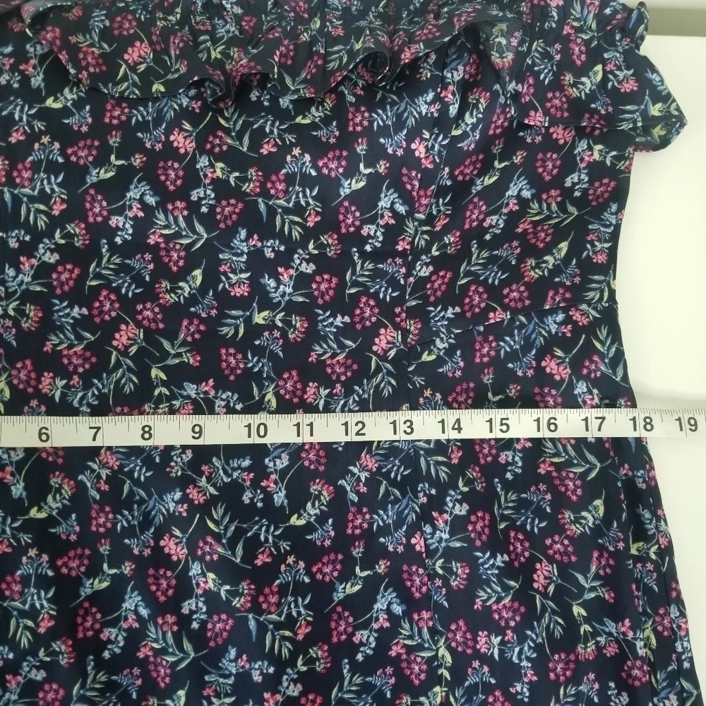 J.Crew Ruffle Stretch Silk Midi Dress Size 14 Wisp Floral Print Pleated
